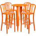 Commercial Grade 24" Round Metal Indoor-Outdoor Bar Table Set with 4 Vertical Slat Back Stools