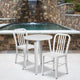 White |#| 24inch Round White Metal Indoor-Outdoor Table Set with 2 Vertical Slat Back Chairs
