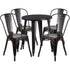 Commercial Grade 24" Round Metal Indoor-Outdoor Table Set with 4 Cafe Chairs