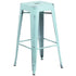 Commercial Grade 30" High Backless Distressed Metal Indoor-Outdoor Barstool