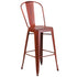 Commercial Grade 30" High Distressed Metal Indoor-Outdoor Barstool with Back