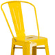 Yellow |#| 30inch High Yellow Metal Indoor-Outdoor Barstool with Back - Kitchen Furniture