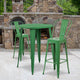 Green |#| 30inch Round Green Metal Indoor-Outdoor Bar Table Set with 2 Cafe Stools