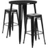 Commercial Grade 30" Round Metal Indoor-Outdoor Bar Table Set with 2 Square Seat Backless Stools