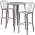 Commercial Grade 30" Round Metal Indoor-Outdoor Bar Table Set with 2 Vertical Slat Back Stools
