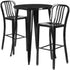 Commercial Grade 30" Round Metal Indoor-Outdoor Bar Table Set with 2 Vertical Slat Back Stools