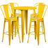 Commercial Grade 30" Round Metal Indoor-Outdoor Bar Table Set with 4 Cafe Stools