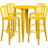 Commercial Grade 30" Round Metal Indoor-Outdoor Bar Table Set with 4 Vertical Slat Back Stools
