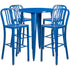 Commercial Grade 30" Round Metal Indoor-Outdoor Bar Table Set with 4 Vertical Slat Back Stools