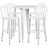 Commercial Grade 30" Round Metal Indoor-Outdoor Bar Table Set with 4 Vertical Slat Back Stools