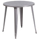 Silver |#| 30inch Round Silver Metal Indoor-Outdoor Table Set with 2 Cafe Chairs