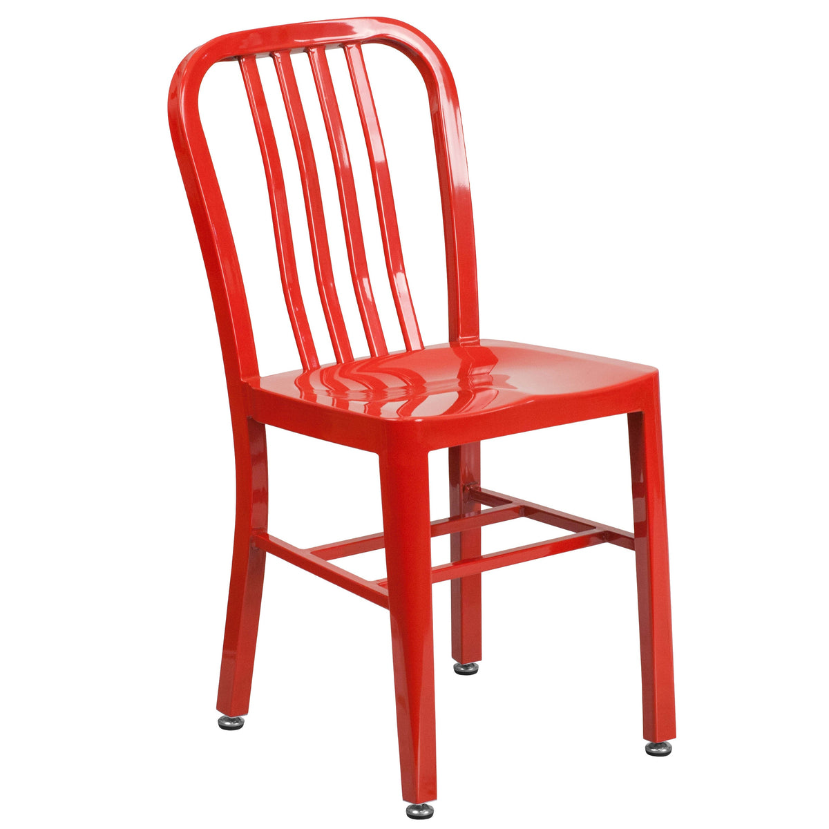 Red |#| 30inch Round Red Metal Indoor-Outdoor Table Set with 2 Vertical Slat Back Chairs