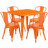 Commercial Grade 31.5" Square Metal Indoor-Outdoor Table Set with 4 Stack Chairs