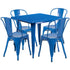 Commercial Grade 31.5" Square Metal Indoor-Outdoor Table Set with 4 Stack Chairs