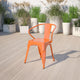 Orange |#| Orange Metal Indoor-Outdoor Chair with Arms - Restaurant Furniture