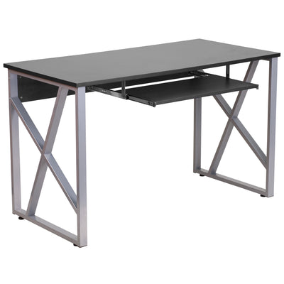 Computer Desk with Pull-Out Keyboard Tray and Cross-Brace Frame - View 1