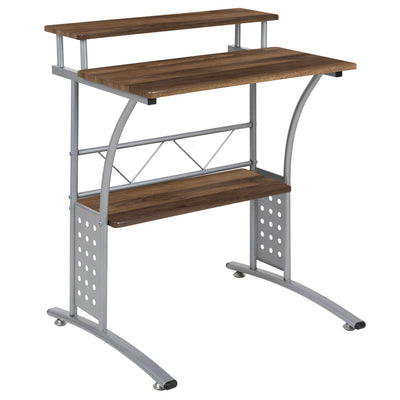 Computer Desk with Top and Lower Storage Shelves - View 1