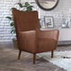 Dark Brown |#| Commercial Wingback Accent Chair with Wooden Legs in Dark Brown Faux Leather