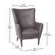 Dark Gray |#| Commercial Wingback Accent Chair with Wooden Legs in Dark Gray Faux Leather