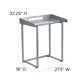 Clear Tempered Glass Desk w/ Raised Cable Management Border & Silver Metal Frame