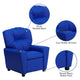 Blue Vinyl |#| Contemporary Blue Vinyl Kids Recliner with Cup Holder - Hardwood Frame