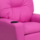 Hot Pink Vinyl |#| Contemporary Hot Pink Vinyl Kids Recliner with Cup Holder - Hardwood Frame