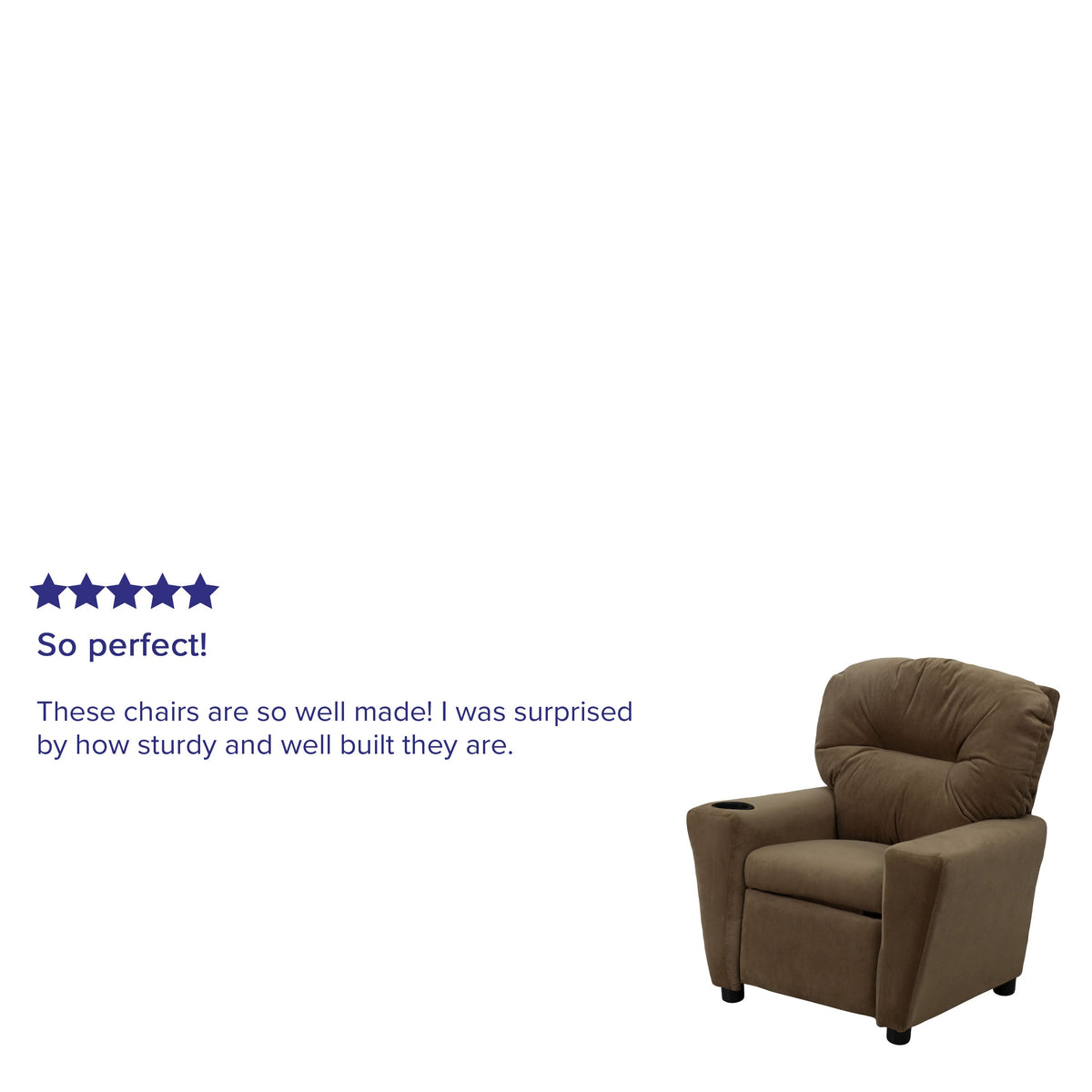 Brown Microfiber |#| Contemporary Brown Microfiber Kids Recliner with Cup Holder - Hardwood Frame