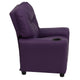 Purple Vinyl |#| Contemporary Purple Vinyl Kids Recliner with Cup Holder - Hardwood Frame