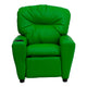 Green Vinyl |#| Contemporary Green Vinyl Kids Recliner with Cup Holder - Hardwood Frame