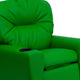 Green Vinyl |#| Contemporary Green Vinyl Kids Recliner with Cup Holder - Hardwood Frame