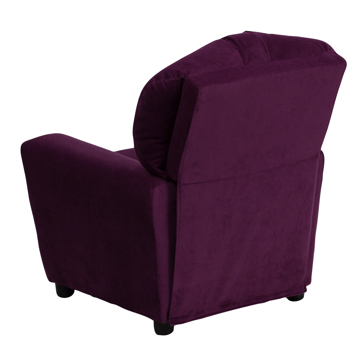 Purple Microfiber |#| Contemporary Purple Microfiber Kids Recliner with Cup Holder - Hardwood Frame