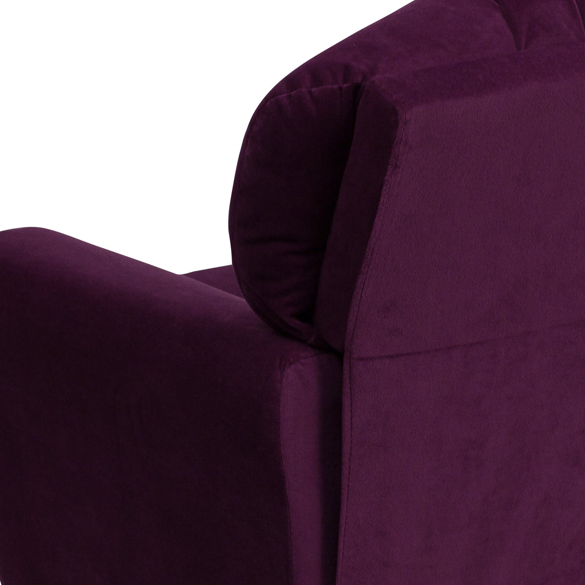 Purple Microfiber |#| Contemporary Purple Microfiber Kids Recliner with Cup Holder - Hardwood Frame