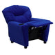 Blue Microfiber |#| Contemporary Blue Microfiber Kids Recliner with Cup Holder - Hardwood Frame