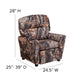 Camouflage Fabric |#| Contemporary Camouflaged Fabric Kids Recliner with Cup Holder - Hardwood Frame