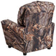 Camouflage Fabric |#| Contemporary Camouflaged Fabric Kids Recliner with Cup Holder - Hardwood Frame