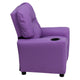 Lavender Vinyl |#| Contemporary Lavender Vinyl Kids Recliner with Cup Holder - Hardwood Frame