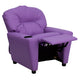 Lavender Vinyl |#| Contemporary Lavender Vinyl Kids Recliner with Cup Holder - Hardwood Frame