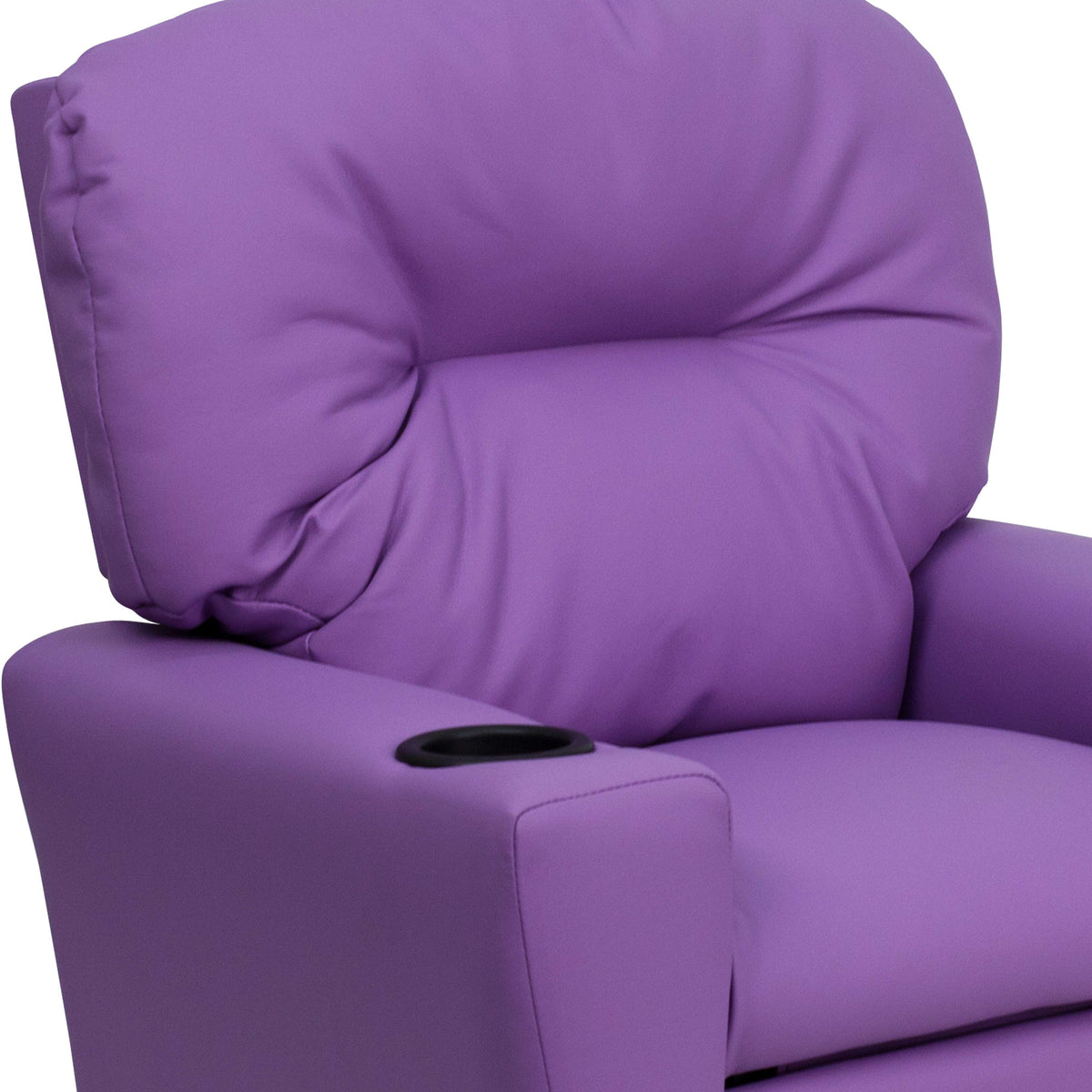 Lavender Vinyl |#| Contemporary Lavender Vinyl Kids Recliner with Cup Holder - Hardwood Frame