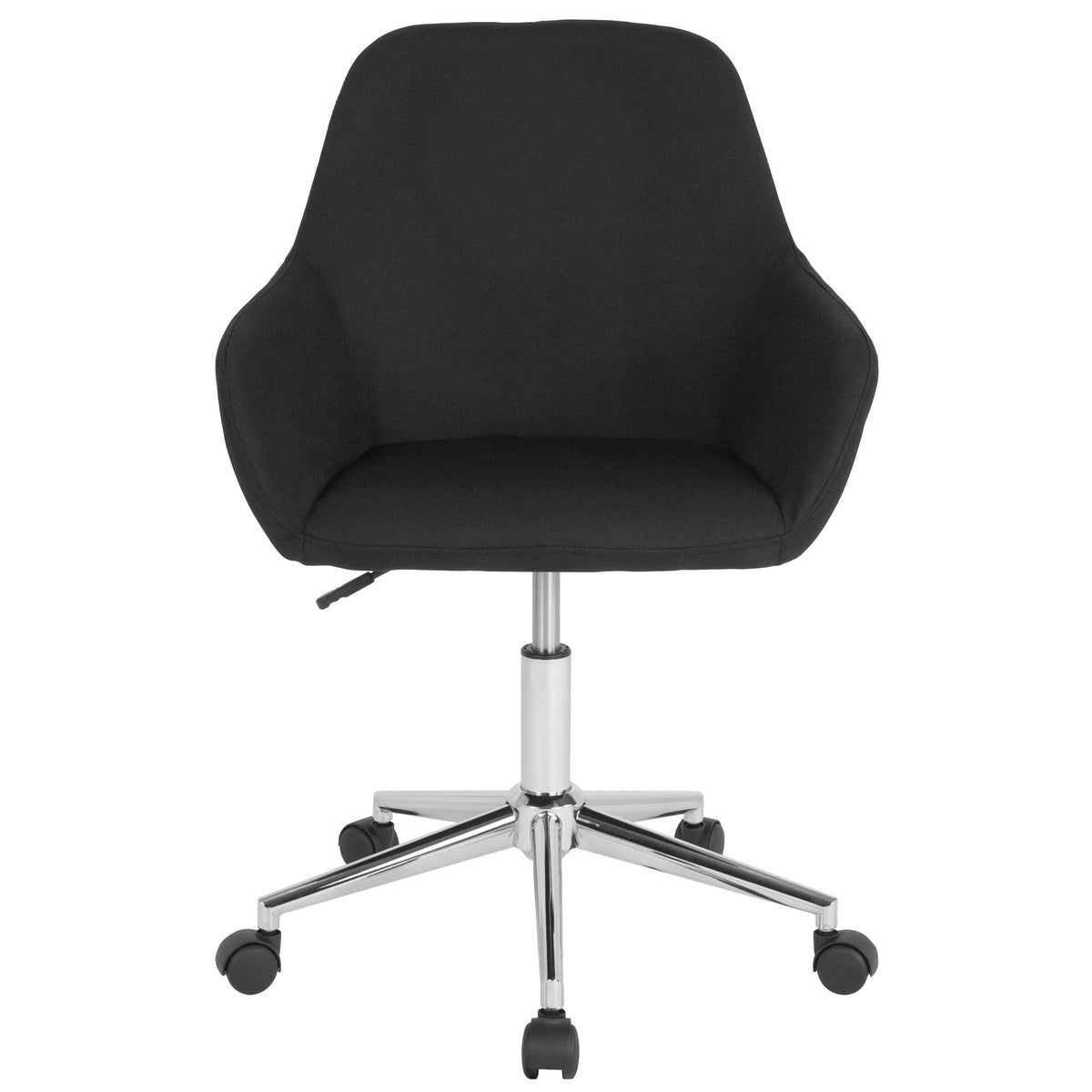 Black Fabric |#| Home & Office Mid-Back Chair in Black Fabric - Upholstered Chair - Swivel Chair