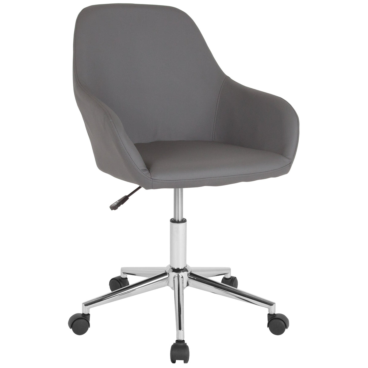 Gray LeatherSoft |#| Home & Office Mid-Back Gray LeatherSoft Upholstered Swivel Chair