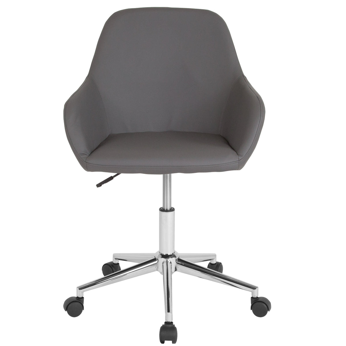 Gray LeatherSoft |#| Home & Office Mid-Back Gray LeatherSoft Upholstered Swivel Chair