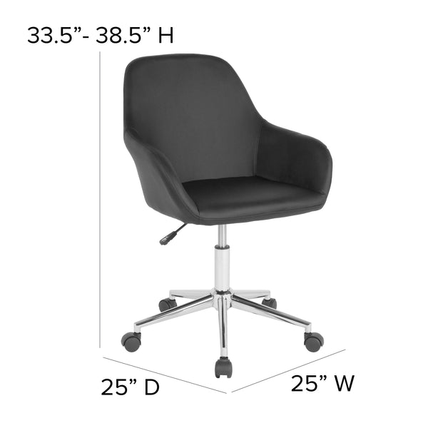 Black LeatherSoft |#| Home & Office Mid-Back Black LeatherSoft Upholstered Swivel Chair