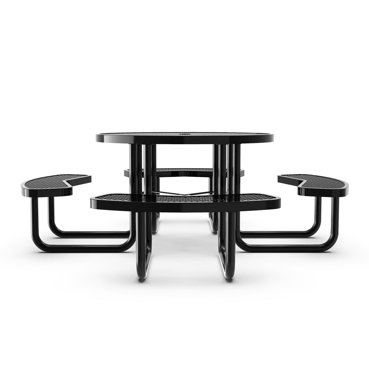 Black |#| Commercial Grade 46 Inch Round Expanded Mesh Metal Outdoor Picnic Table - Black