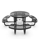 Black |#| Commercial 46 Inch Round Expanded Mesh Metal Picnic Table with Anchors - Black