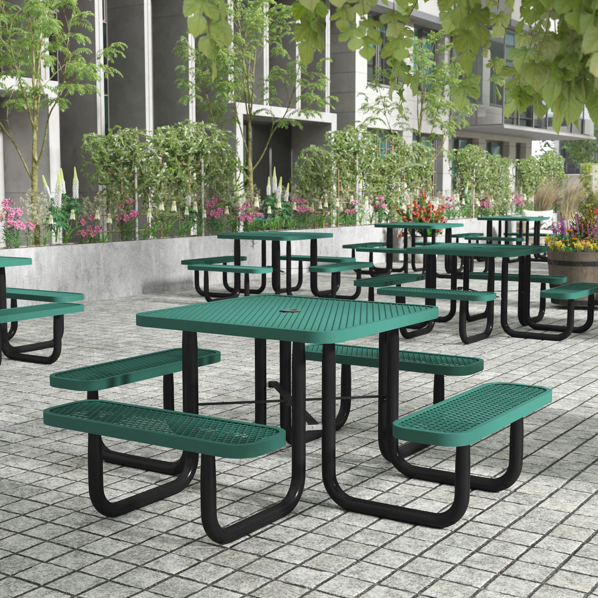 Expanded Metal Commercial Outdoor Tables And Benches Nexel Global