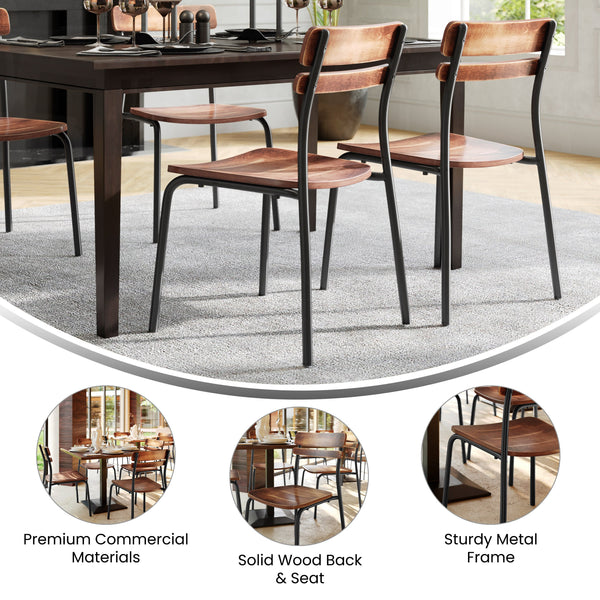 Antique Copper |#| Commercial Solid Wood Dining Chair with Black Frame and Antique Copper Finish