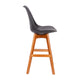 Black LeatherSoft/Walnut Frame |#| 2 Pack Commercial Wood Frame Plastic Barstools - LeatherSoft Seat-Black/Walnut