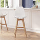 White LeatherSoft/Natural Frame |#| 2 Pack Commercial Wood Frame Plastic Barstools with LeatherSoft Seat-White/Oak