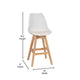 White LeatherSoft/Natural Frame |#| 2 Pack Commercial Wood Frame Plastic Barstools with LeatherSoft Seat-White/Oak
