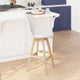White LeatherSoft/Natural Frame |#| 2 Pack Commercial Wood Frame Plastic Barstools with LeatherSoft Seat-White/Oak